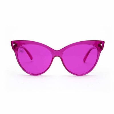 Color Therapy Cat Eyes Plastic Frame Magenta Lens Sunglasses