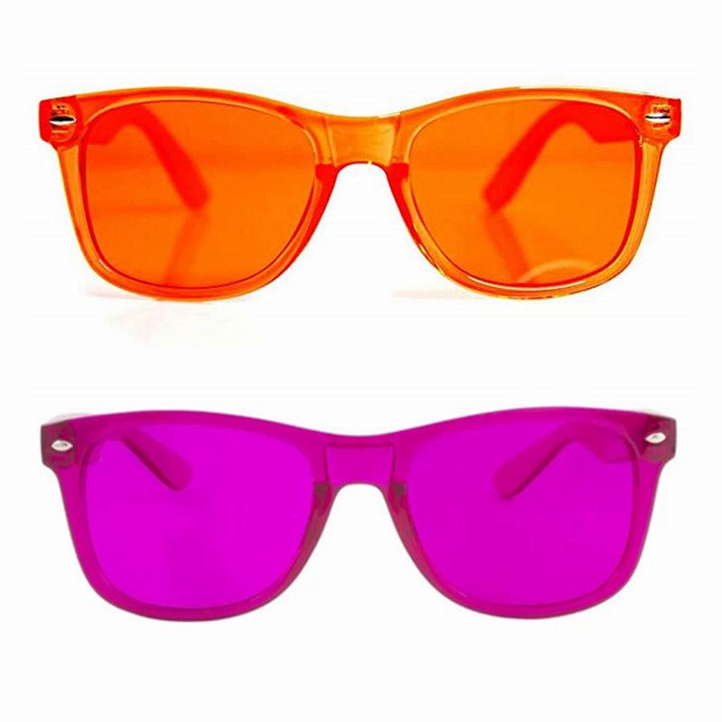 Hard Plastic Frame Sunglasses Colored Lens Colour Therapy Glasses