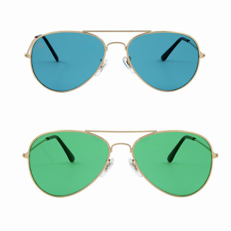 Sunglasses For Men Women Aviator Polarized Metal UV 400 Lens Mood Light Therapy Chromotherapy Glasses